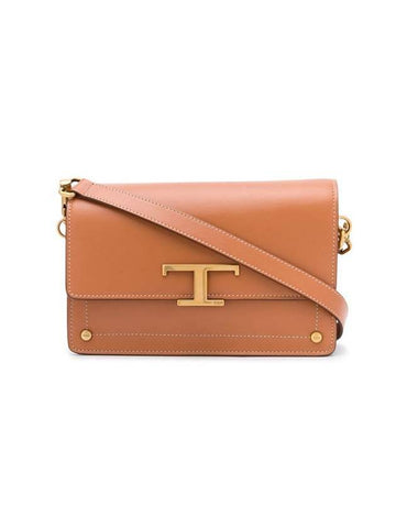 T Timeless Leather Cross Bag Brown - TOD'S - BALAAN 1