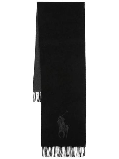 Pony Motif Wool Scarf Black - POLO RALPH LAUREN - BALAAN 2