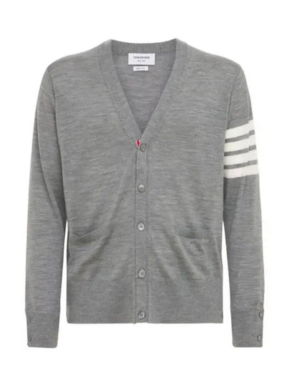 Men's Sustainable Classic Diagonal Wool Cardigan Pale Grey - THOM BROWNE - BALAAN 2