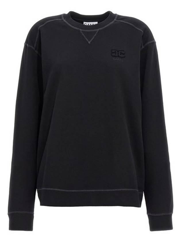 Isoli Drop Shoulder Sweatshirt Black - GANNI - BALAAN 1