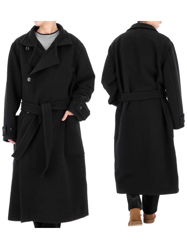 Wrap Wool Double Coat Black - LEMAIRE - BALAAN 2