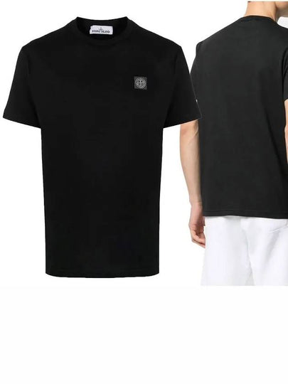 Logo Patch Chest Short Sleeve T-Shirt Black - STONE ISLAND - BALAAN 2