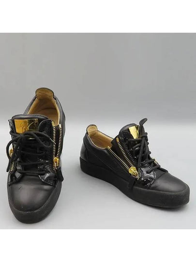 Black Color Leather May London Gold Plate Zipper Decoration Women s Sneakers 245MM - GIUSEPPE ZANOTTI - BALAAN 2