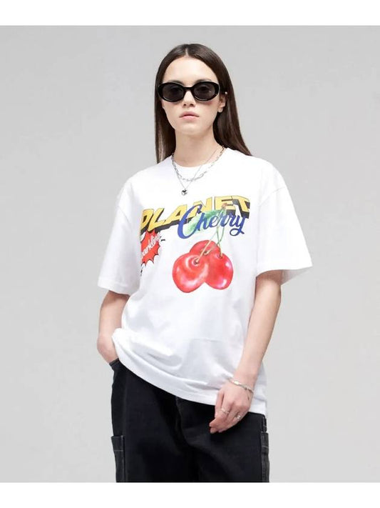 EL Planet Cherry Overfit Short Sleeve Tee White - ELIMENO - BALAAN 1