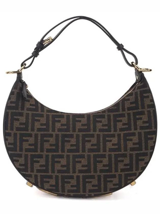 Women's graphy FF Fabric Small Hobo Shoulder Bag Brown - FENDI - BALAAN.