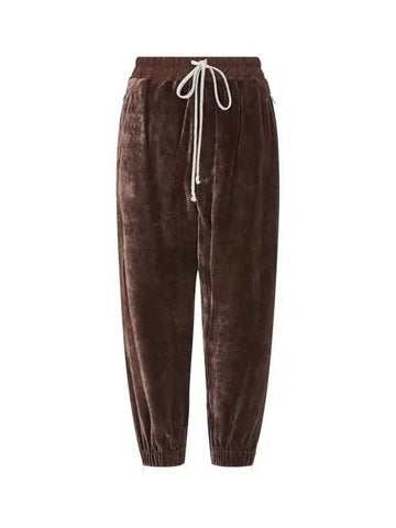 WOMEN Cropped Velvet Jogger Pants Brown 271864 - RICK OWENS - BALAAN 1