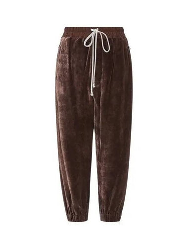 WOMEN Cropped Velvet Jogger Pants Brown 271864 - RICK OWENS - BALAAN 1