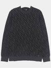 Men's Regular Fit Crew Neck Wool Knit Top Black Grey - FENDI - BALAAN 3