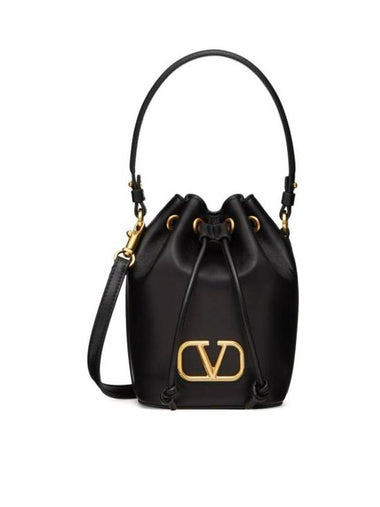 V Logo Signature Bucket Bag Black - VALENTINO - BALAAN 1