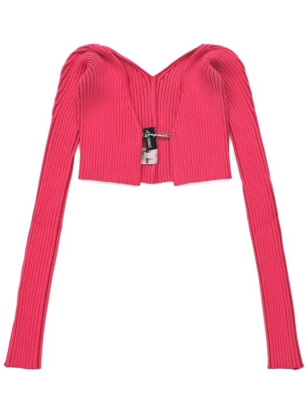 La Maille Pralu Micro Charm Logo Cardigan Pink - JACQUEMUS - BALAAN 2