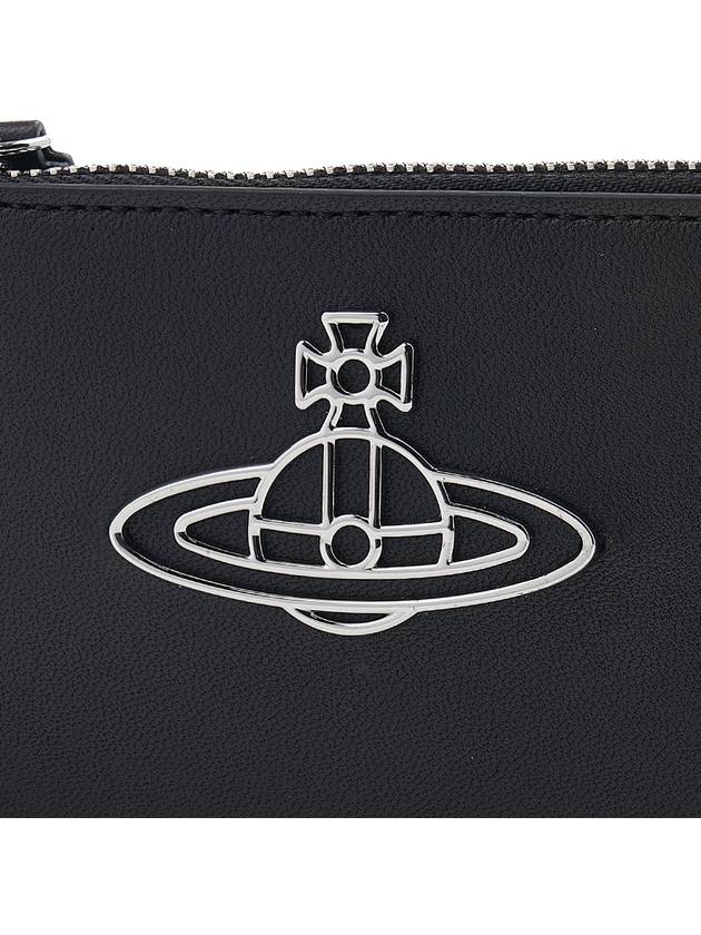 ORB Point Saffiano Slim Zipper Card Wallet Black - VIVIENNE WESTWOOD - BALAAN 7