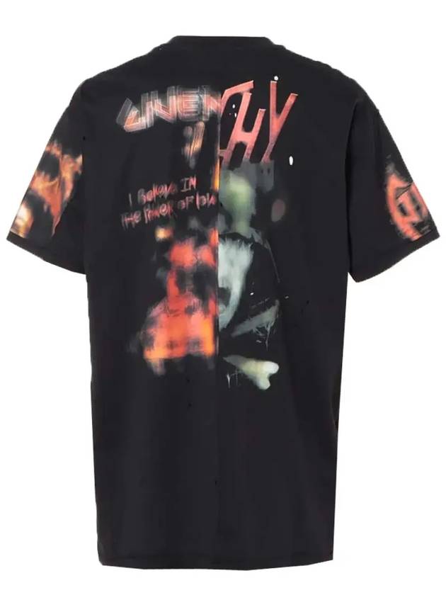 Graphic Print Crew Neck Short Sleeve T-Shirt Black - GIVENCHY - BALAAN 4