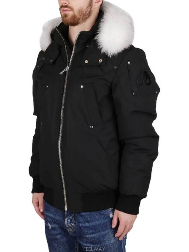 Men's Ballistic Bomber Jacket White Fox Fur Black - MOOSE KNUCKLES - BALAAN 4