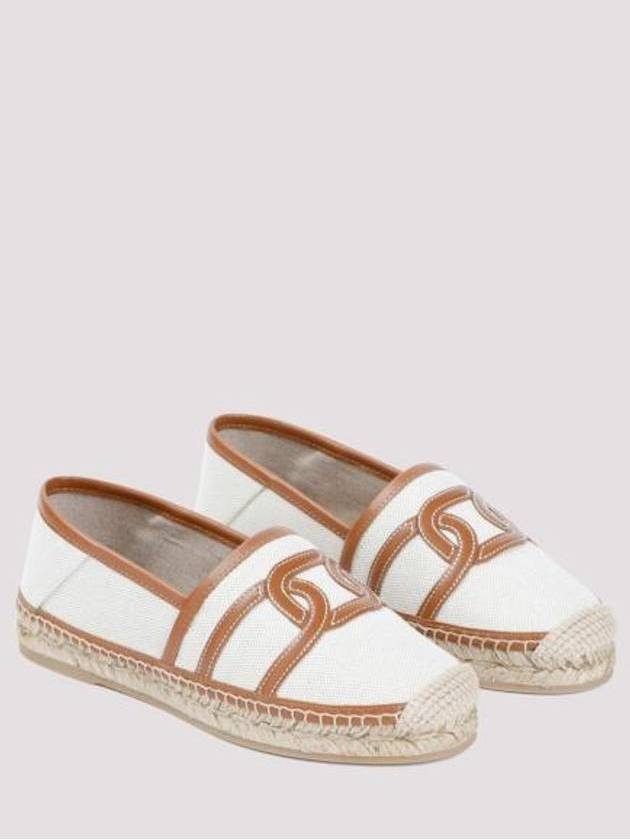 Kate Canvas Leather Espadrilles Shoes Beige - TOD'S - BALAAN 4