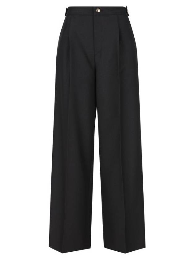 Taillat Flare Leg Mohair Wool High Waist Pants Black - CELINE - BALAAN 1