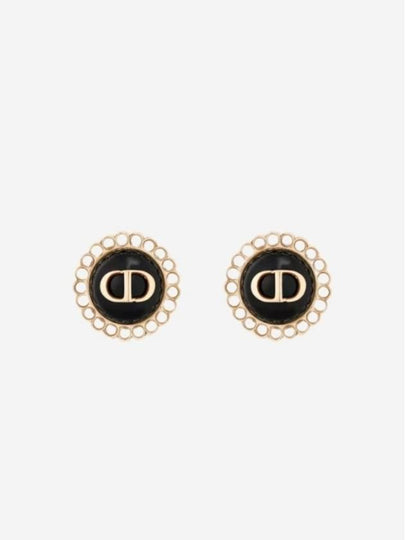 Petit CD Baroque Stud Earrings Gold Black - DIOR - BALAAN 2