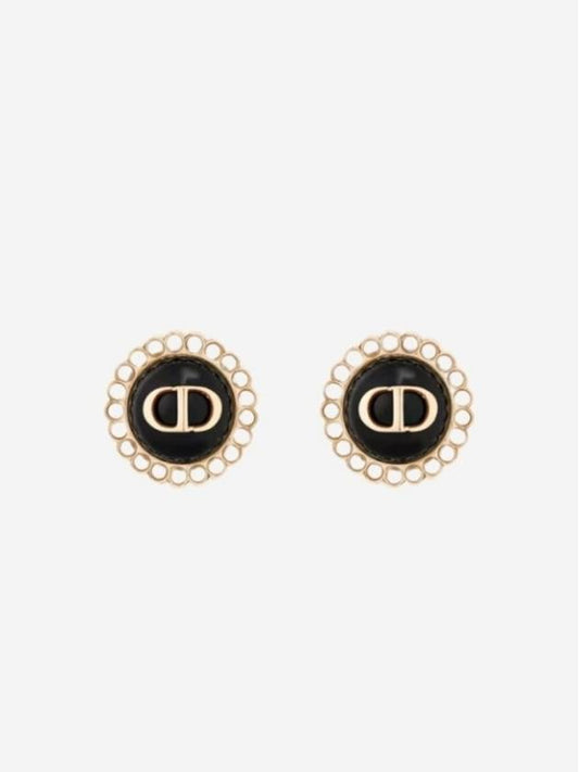 Petit CD Baroque Stud Earrings Gold Black - DIOR - BALAAN 2