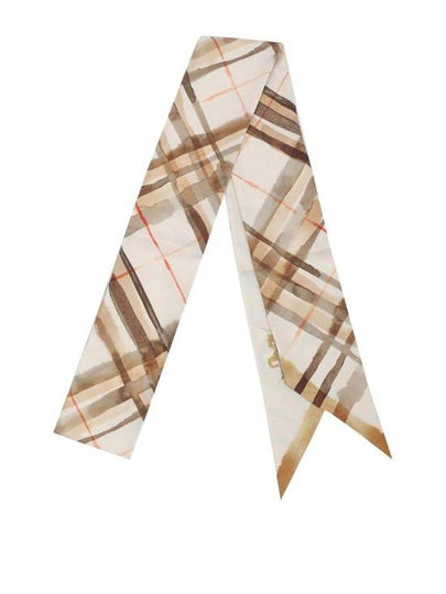 Skinny Reversible Check Silk Scarf Teacup - BURBERRY - BALAAN 2