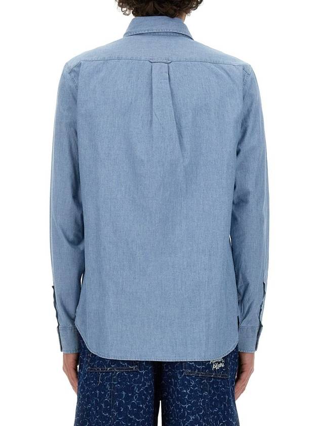 Fox Head Classic Cotton Long Sleeve Shirt Blue - MAISON KITSUNE - BALAAN 4