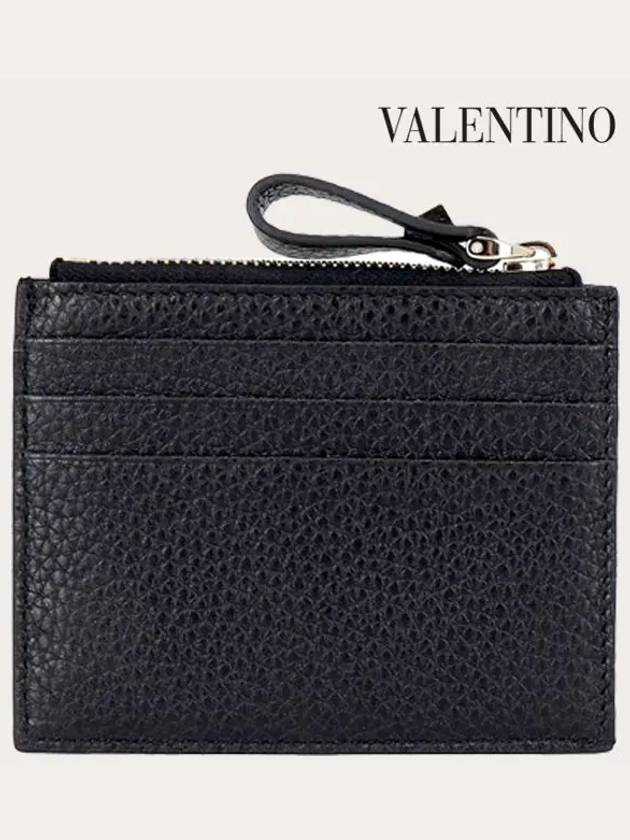 Rockstud Zipped Card Wallet Black - VALENTINO - BALAAN 8