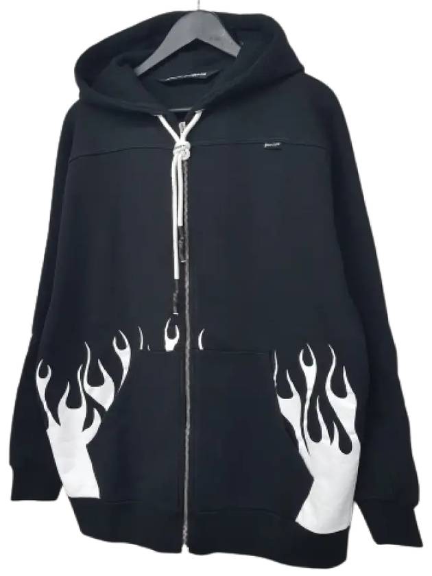 Burning Logo Zip Up Hoodie Black - PALM ANGELS - BALAAN 3