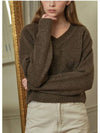 Women's Woods V-neck Knit Brown P00000DR - MICANE - BALAAN 6