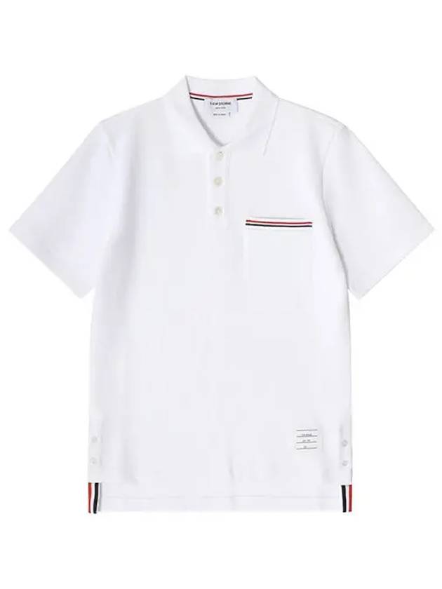 RWB Pocket Interlock Cotton Short Sleeve Polo Shirt White - THOM BROWNE - BALAAN 2