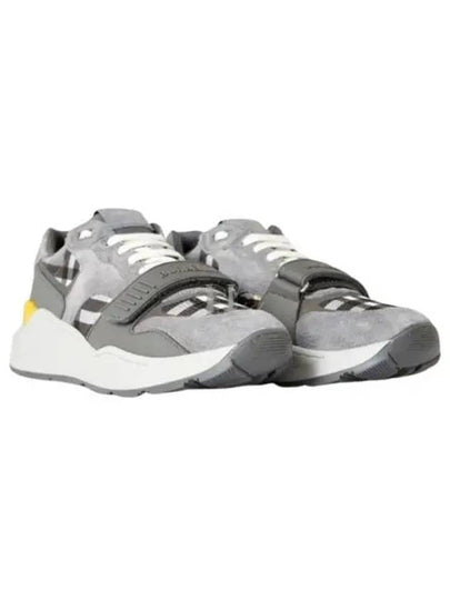 Check Suede Low Top Sneakers Grey - BURBERRY - BALAAN 2