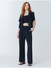 SET_Ribbon button crop jacket_two tuck pants_black - OPENING SUNSHINE - BALAAN 4