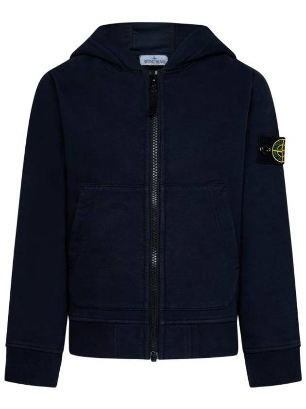 Kids Logo Patch Zipped Sweatshirt Navy - STONE ISLAND - BALAAN 1