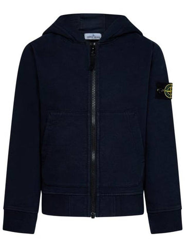 Kids Logo Patch Zipped Sweatshirt Navy - STONE ISLAND - BALAAN 1