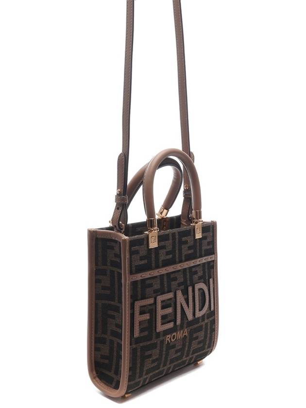 FF Mini Fabric Tote Bag Brown - FENDI - BALAAN 4