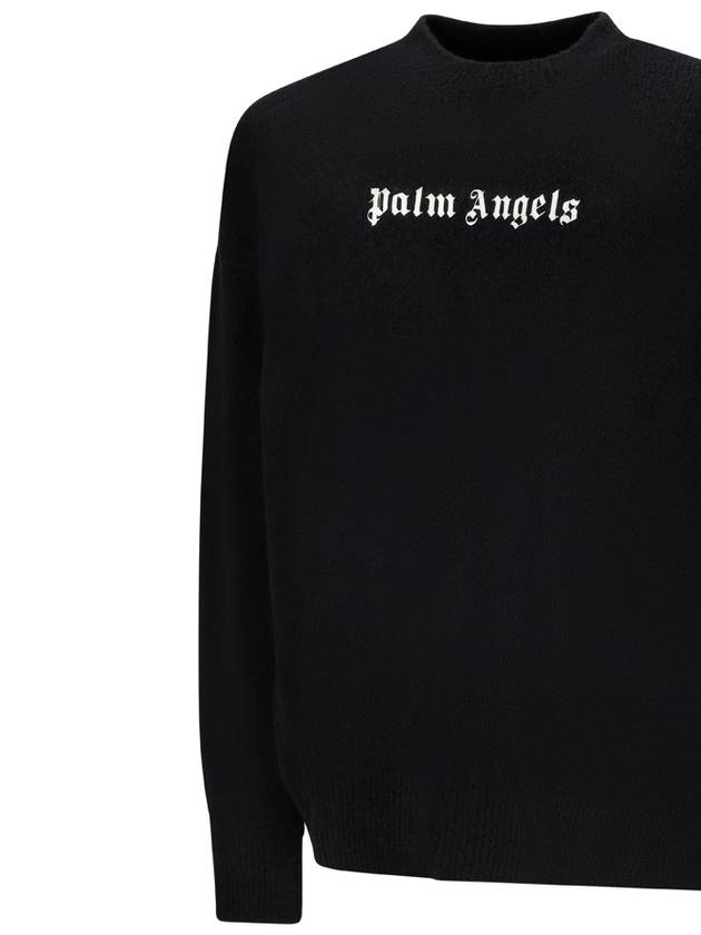 Embroidered Logo Knit Top Black - PALM ANGELS - BALAAN 4