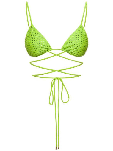 Bikini Top With All-Over Crystal Embellishment In Green Polyamide Woman - SELF PORTRAIT - BALAAN 1