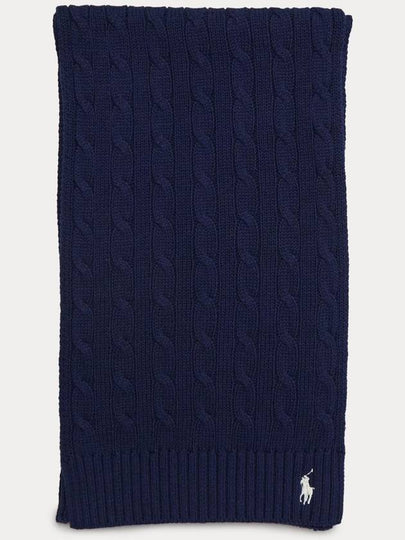 Embroidery Pony Logo Cable Knit Muffler Navy - POLO RALPH LAUREN - BALAAN 2