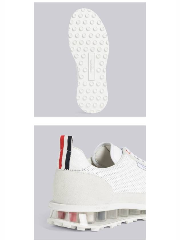 Vitello Calf Leather Clear Sole Tech Runner Sneakers White - THOM BROWNE - BALAAN 6