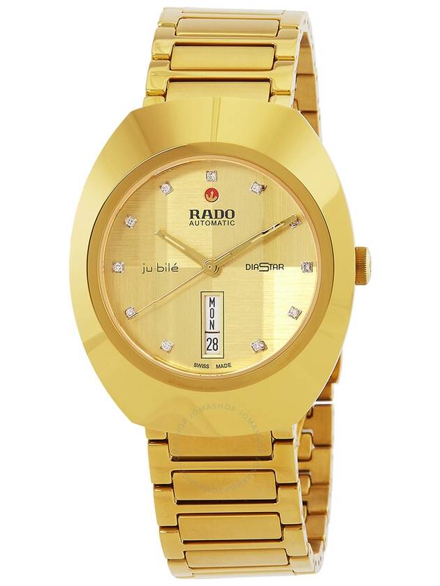 Rado Diastar Original Automatic Diamond Gold Dial Unisex Watch R12161733 - RADO - BALAAN 1