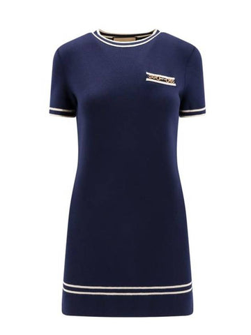 Gucci Horsebit Wool Short Dress Blue - GUCCI - BALAAN 1