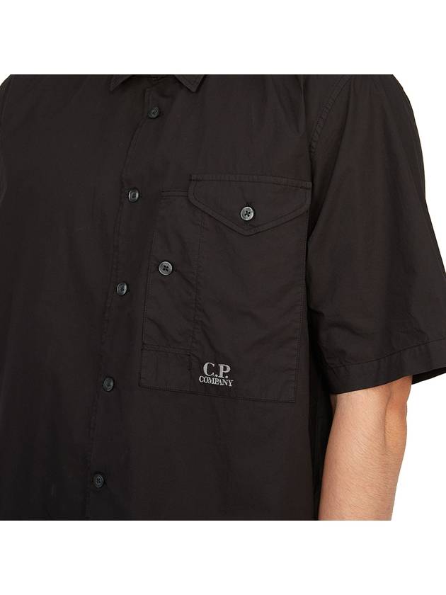 Cotton Popeline Short Sleeve Shirt Black - CP COMPANY - BALAAN 7