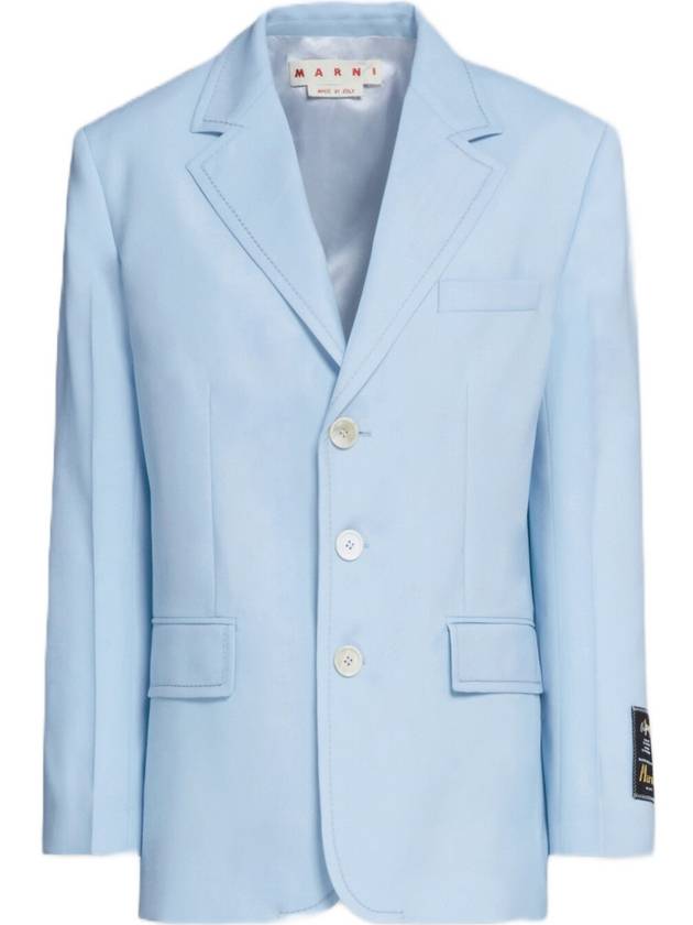 Tropical Wool Long Blazer Jacket Light Blue - MARNI - BALAAN 1