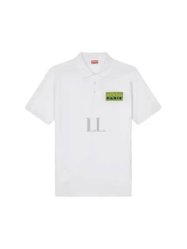 Paris Logo Patch Cotton Short Sleeve Polo Shirt White - KENZO - BALAAN 2