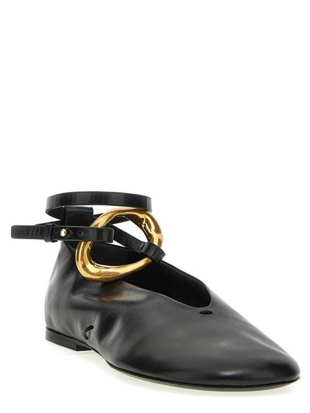 Ring Detail Leather Flat Black - JIL SANDER - BALAAN 3