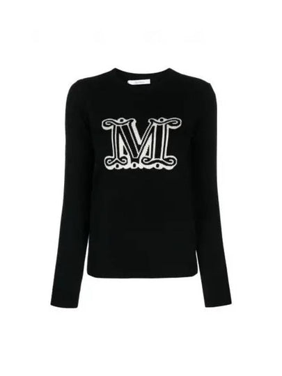 Women's Pamir Crew Neck Logo Knit Top Black - MAX MARA - BALAAN 2