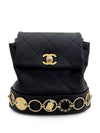 23A Cymbal Coin Detail Small Backpack Black Vintage Gold Calfskin 4ET0180 - CHANEL - BALAAN 1