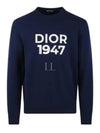 Wool Cashmere Crew Neck Knit Top Navy - DIOR - BALAAN 2