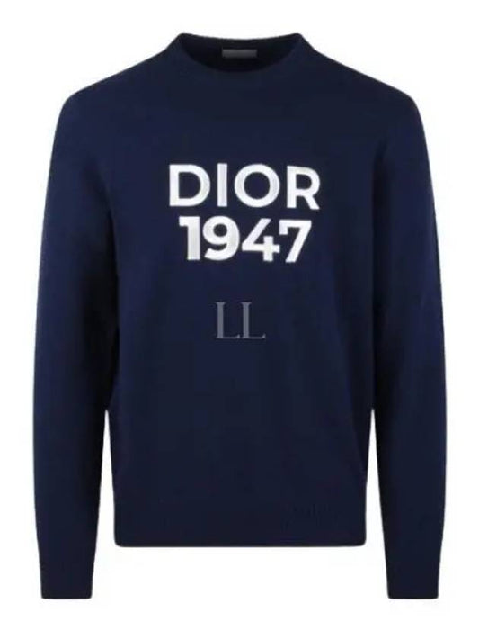 Wool Cashmere Crew Neck Knit Top Navy - DIOR - BALAAN 2