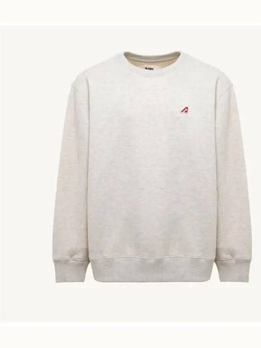 Men's Logo Patch Sweatshirt Pale Gray - AUTRY - BALAAN 1