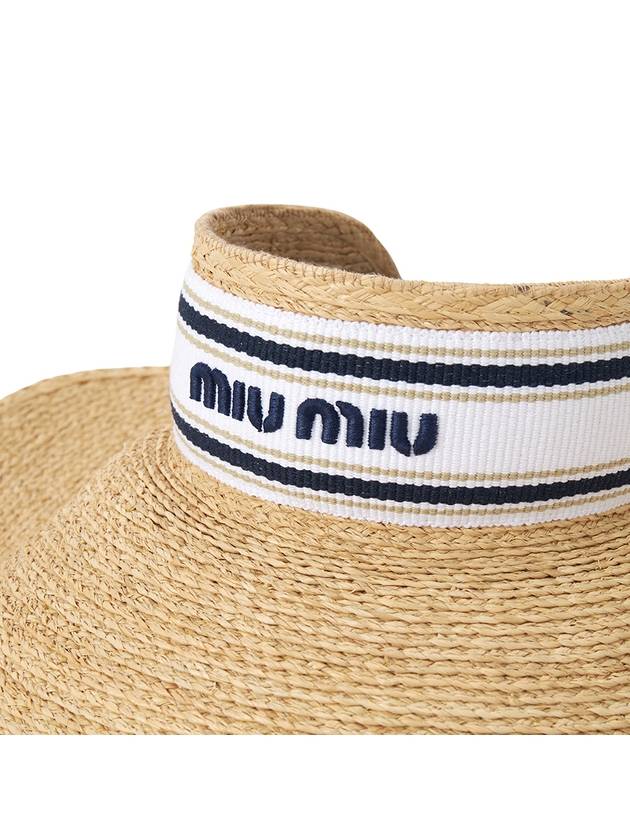 Logo Ribbon Raffia Bucket Hat Beige - MIU MIU - BALAAN 6