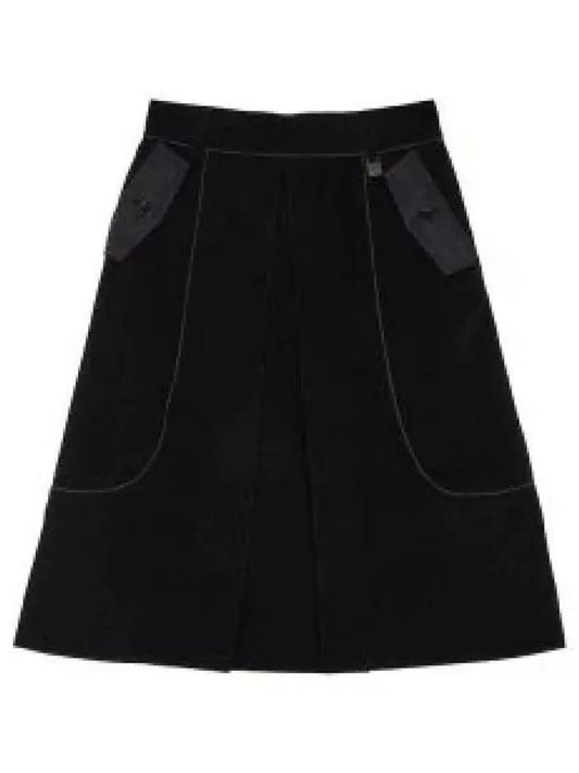 Corduroy tuck detailed midi skirt black MK239OSK018MBB 1284879 - MATIN KIM - BALAAN 1