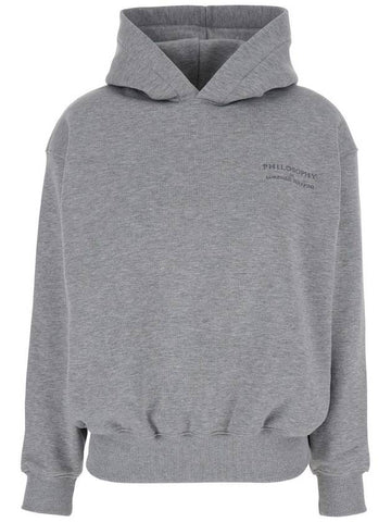 Grey Hoodie With Tonal Logo Print In Cotton Woman - PHILOSOPHY DI LORENZO SERAFINI - BALAAN 1